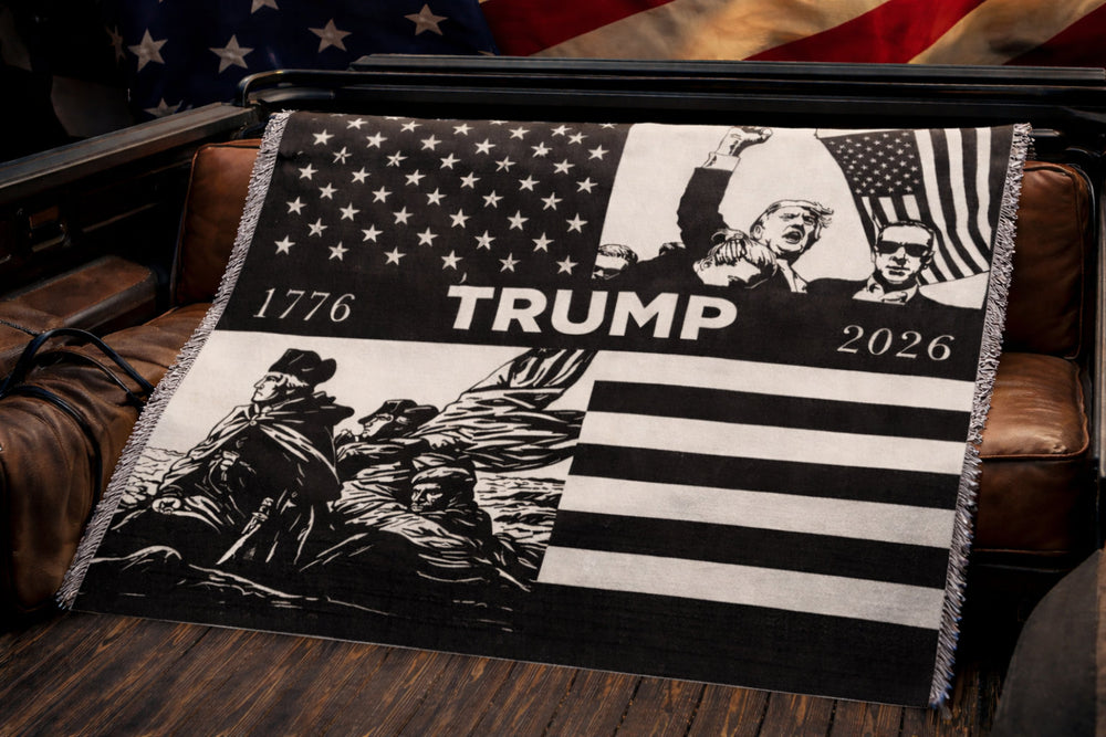 Officially endorsed Trump travel blanket displayed full layout